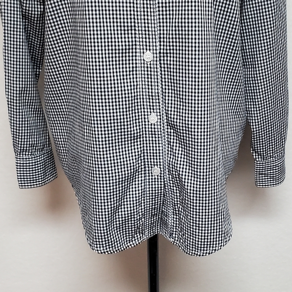 VINTAGE 90s Karen Kane Red Tartan Plaid Black Plaid Colorblock Button Up Blouse - Picture 6 of 13